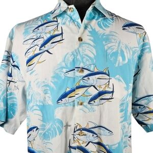 Guy Harvey Men's Hawaiian Fishing Short Sleeve Button Down Size M